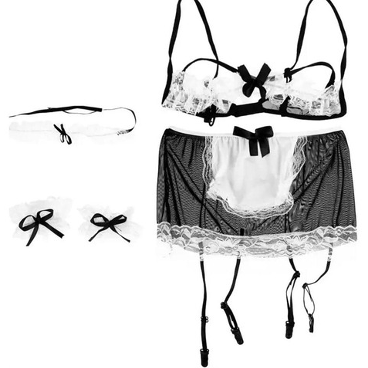 Traje De Mucama Sexy Lencería Erótica  2