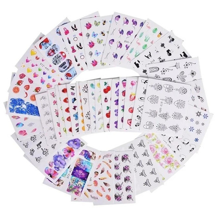 210 Hojas Stickers Al Agua Uñas 1