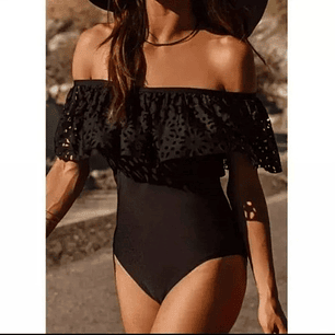 Traje De Baño Negro Sin Hombros