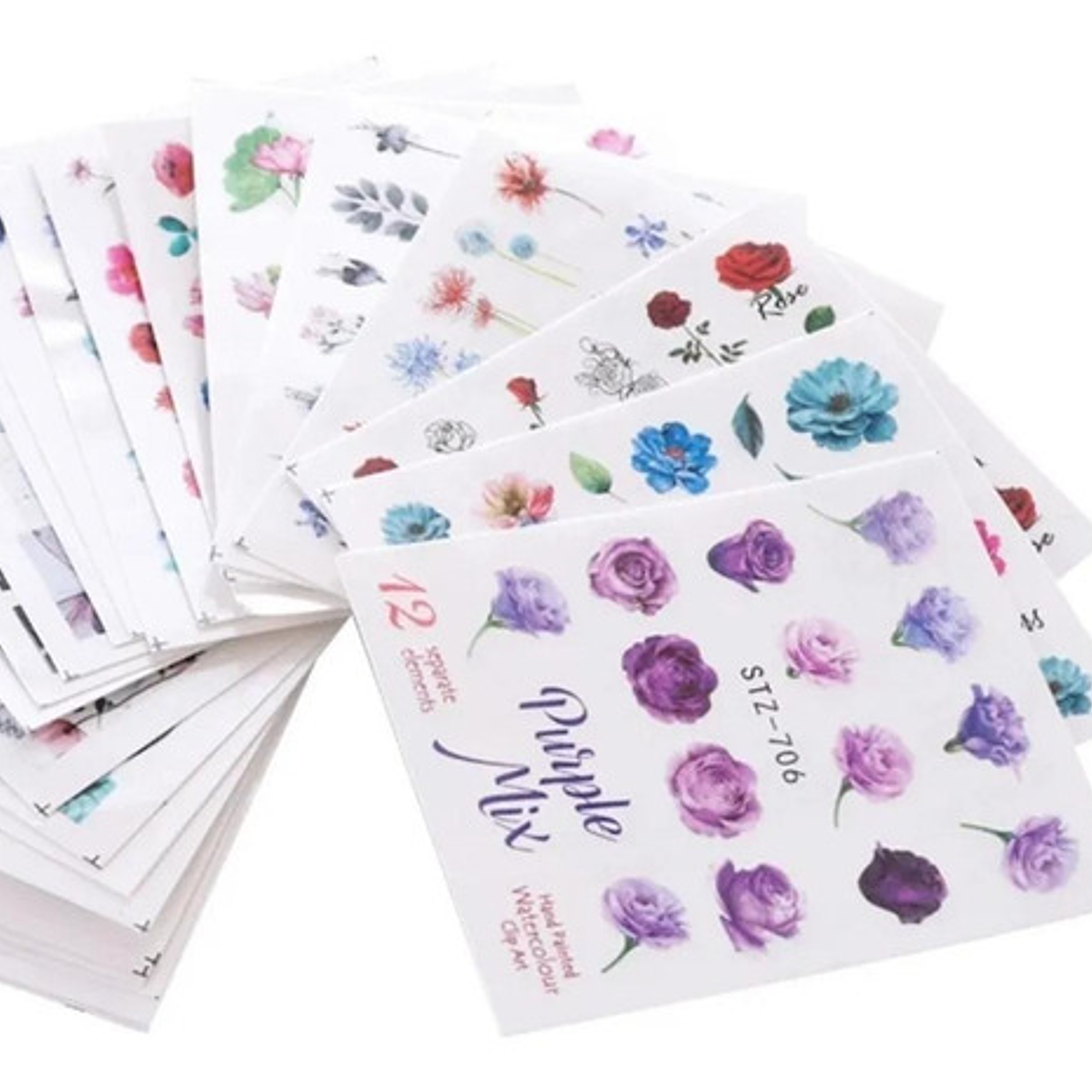 120 Stickers Uña Al Agua + 20 Stickers 3d 1