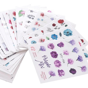 120 Stickers Uña Al Agua + 20 Stickers 3d