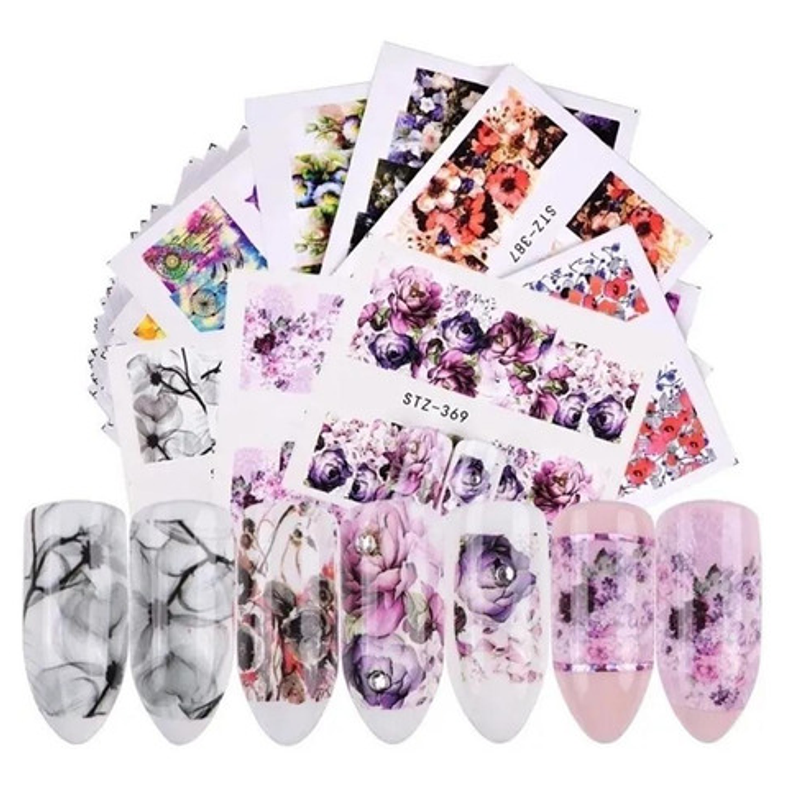 120 Stickers Uña Al Agua + 20 Stickers 3d 6