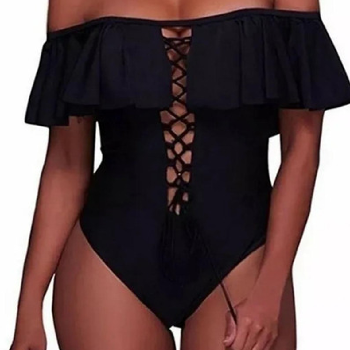 Traje De Baño Sin Hombros Cruzado 1