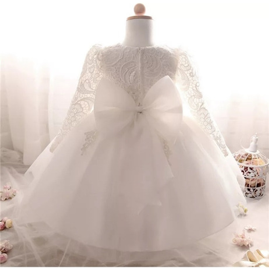 Vestido Bautizo Manga Larga Bebé Talla 3 Meses A 6 Meses 2