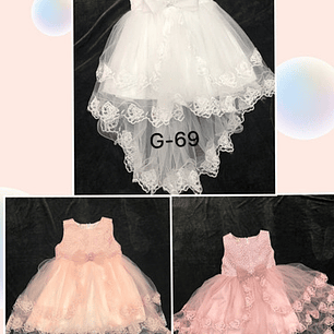 Vestido De Niña Con Cola Para Bautizo, Fiesta Talla 2 A 8