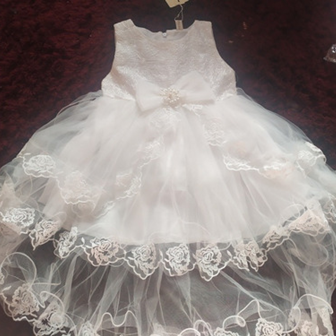 Vestido De Niña Con Cola Para Bautizo, Fiesta Talla 2 A 8 2