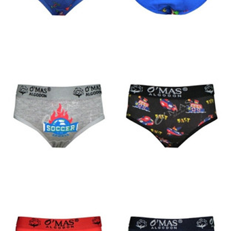 Pack 12 Calzoncillos Niño 100 % Algodón Talla 1 1