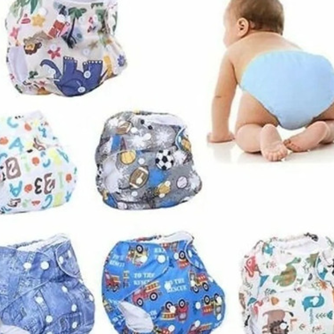 4 Pañales Ecológicos + 4 Insertos Microfibra 3 Capas 1