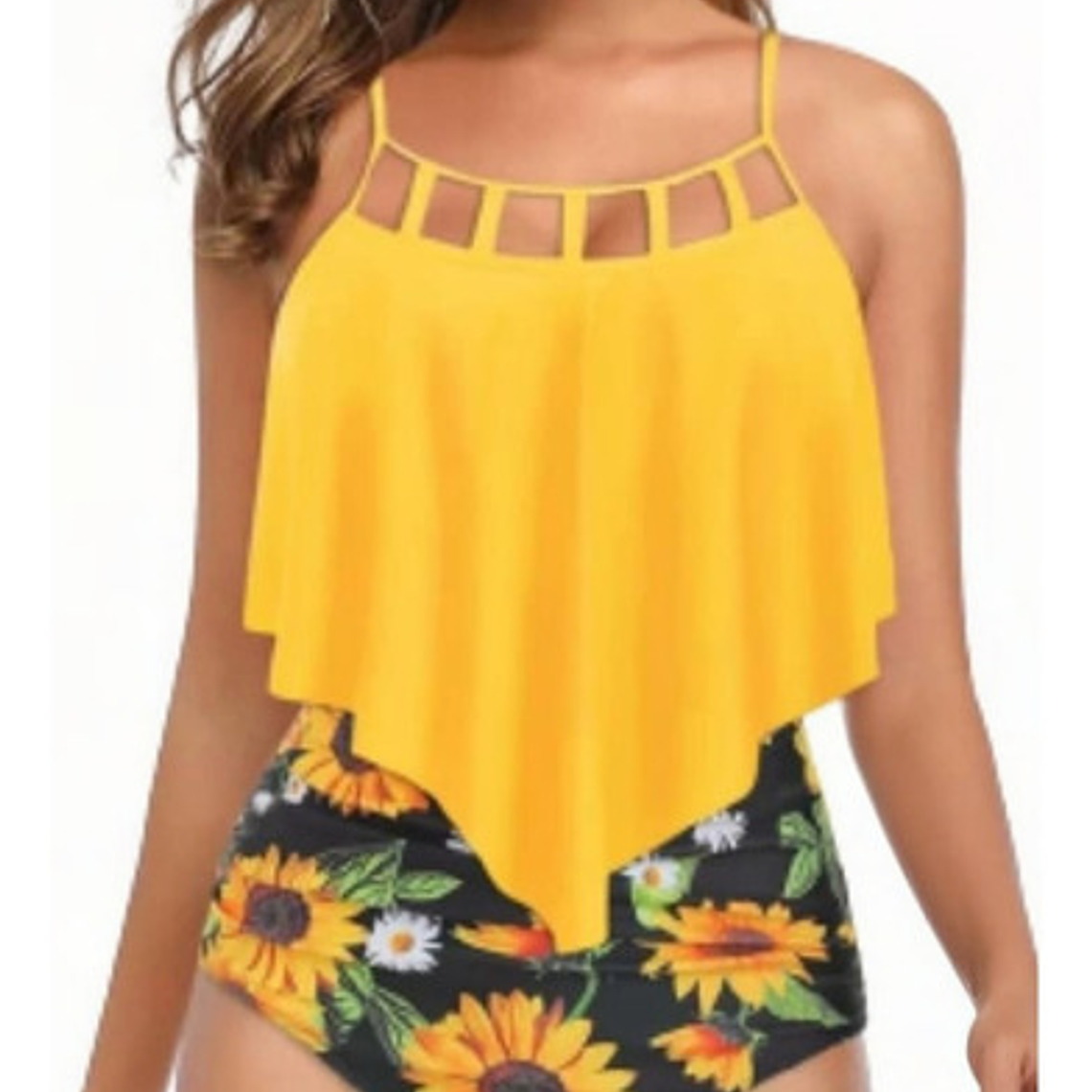 Bikini Alto Girasoles Excelente Calidad 1