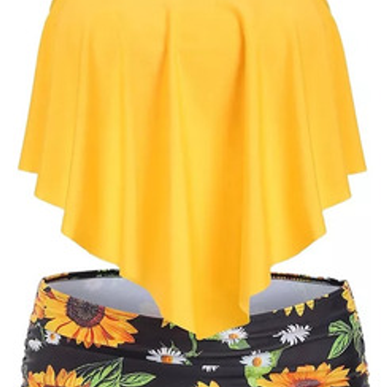 Bikini Alto Girasoles Excelente Calidad 2