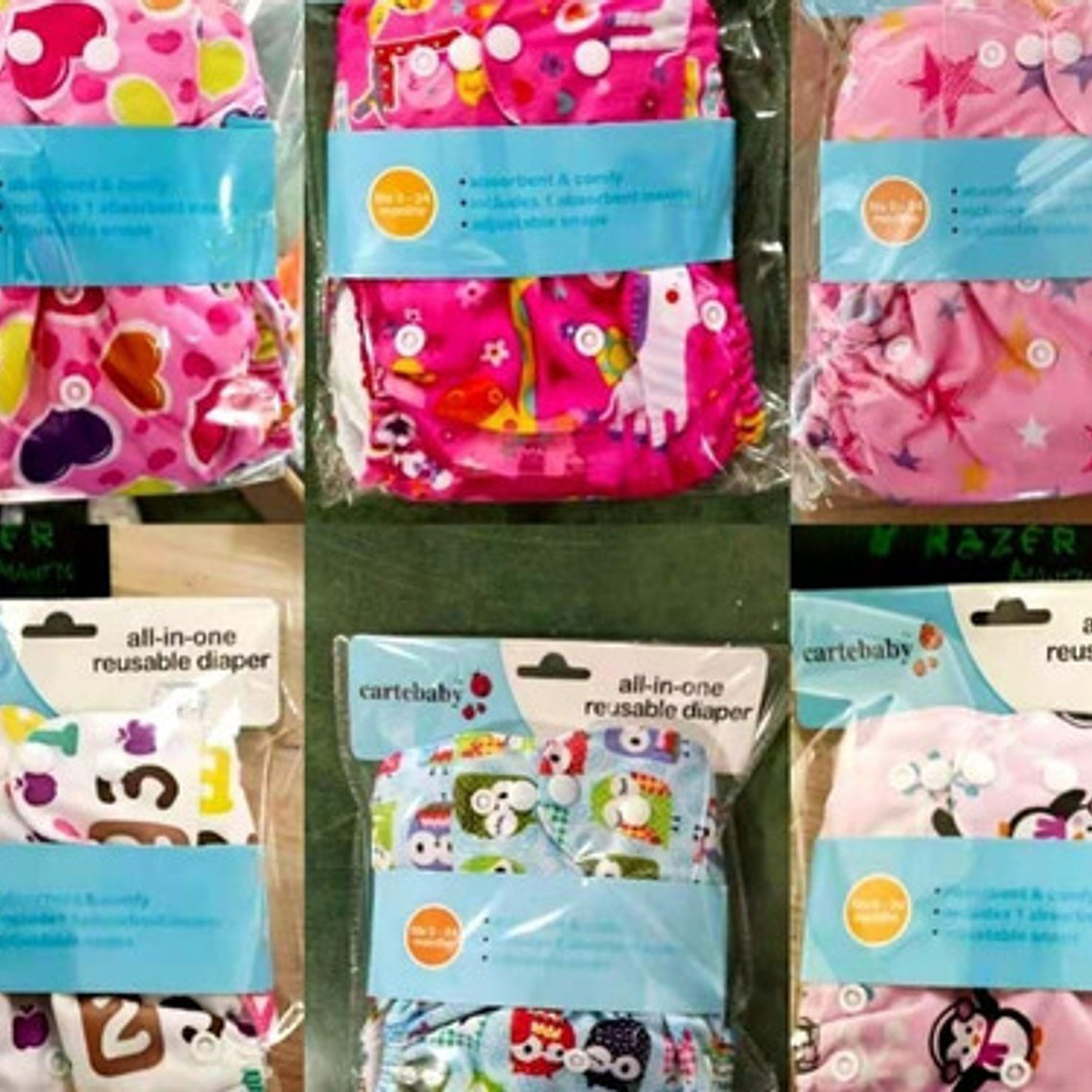 5 Pañales Ecológicos Reutilizables +10 Insertos Reutilizable 14