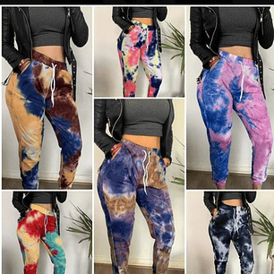 Pack 4 Pantalones De Verano Buzo Mujer Tie Dye