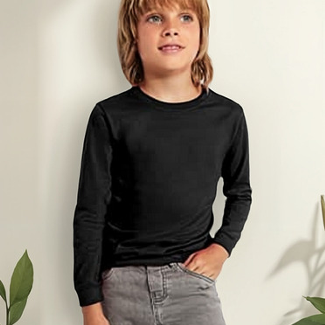 3 Camisetas Algodon Niño Color Negro 1