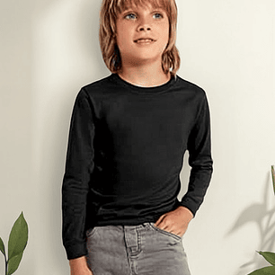 3 Camisetas Algodon Niño Color Negro