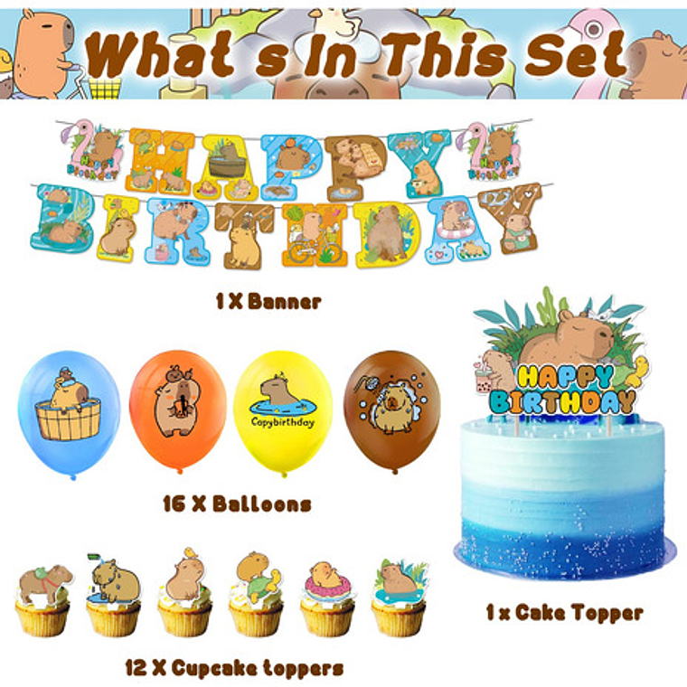 Set Cumpleaños Capibara Cotillon 6