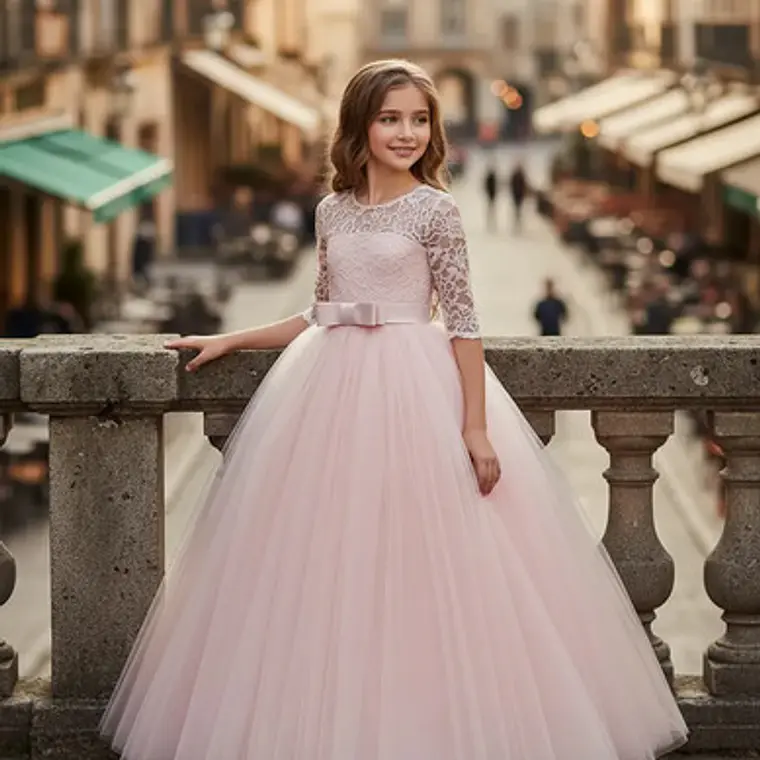 Vestidos Manga Larga Niña Bautizo  Gala Matrimonio T 6 A 14 3