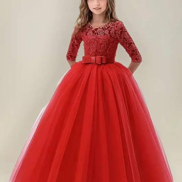 Vestidos Manga Larga Niña Bautizo  Gala Matrimonio T 6 A 14 8