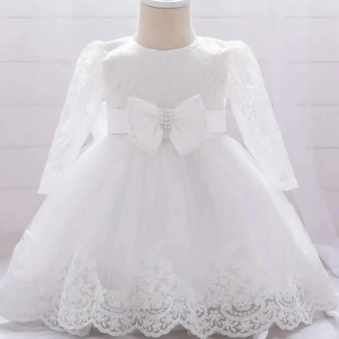 Vestido Bautizo O Fiesta Manga Larga De 3 Meses A 8 Años. 5