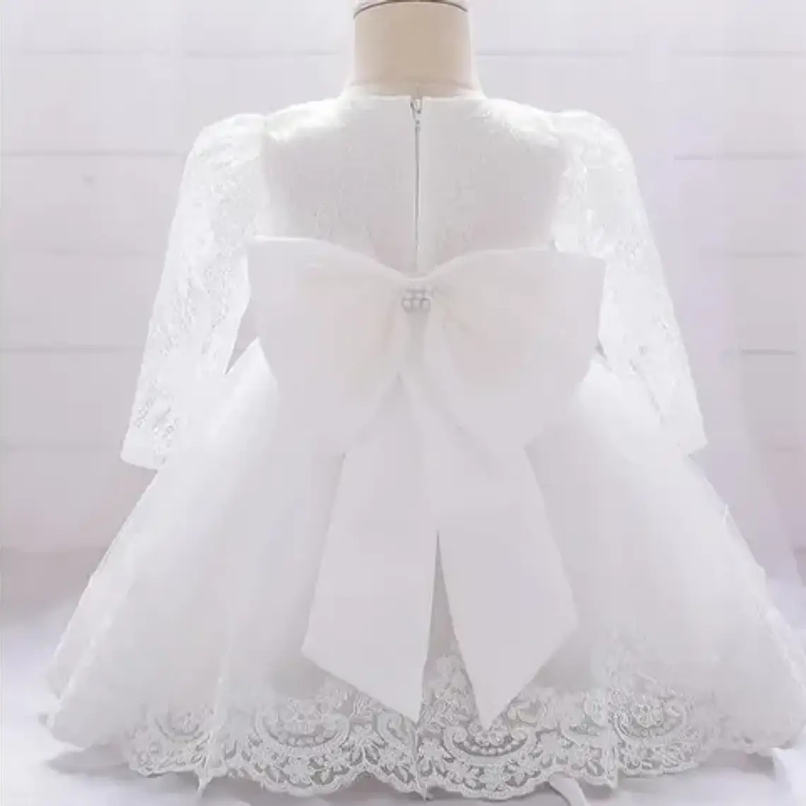 Vestido Bautizo O Fiesta Manga Larga De 3 Meses A 8 Años. 6