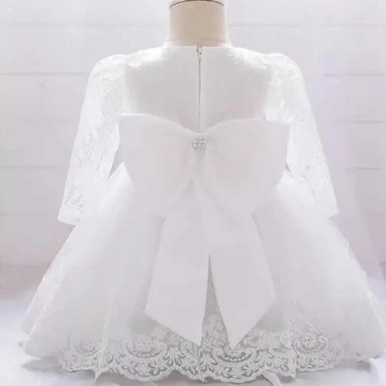 Vestido Bautizo O Fiesta Manga Larga De 3 Meses A 8 Años. 6