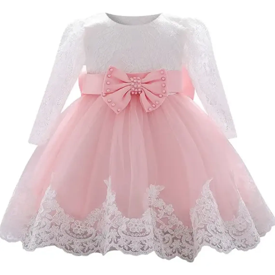 Vestido Bautizo O Fiesta Manga Larga De 3 Meses A 8 Años. 7