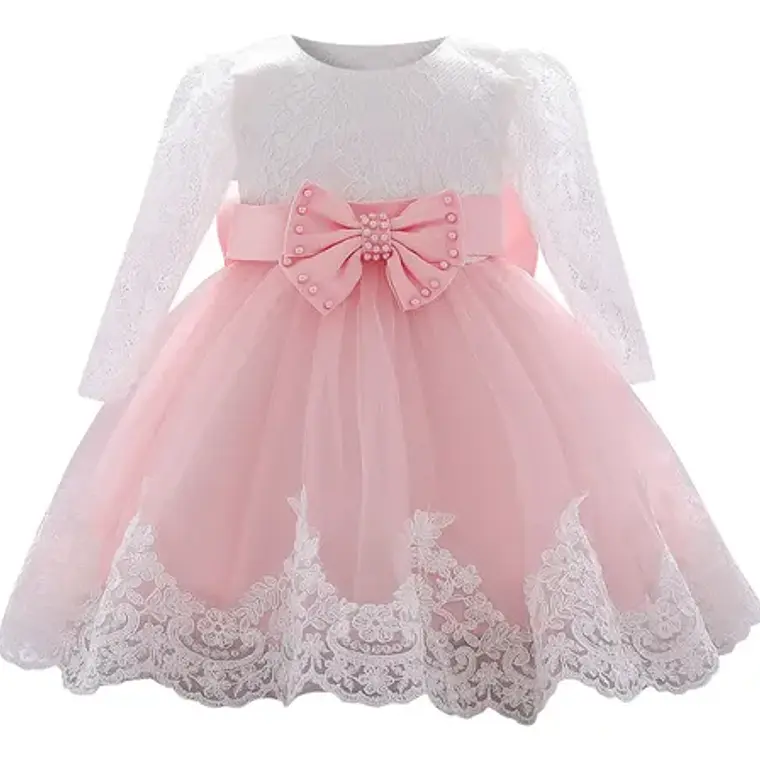 Vestido Bautizo O Fiesta Manga Larga De 3 Meses A 8 Años. 7