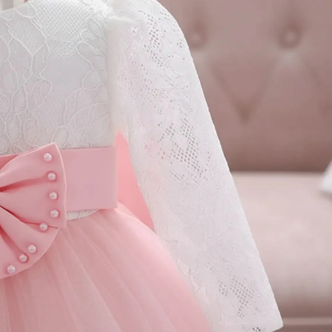 Vestido Bautizo O Fiesta Manga Larga De 3 Meses A 8 Años. 9