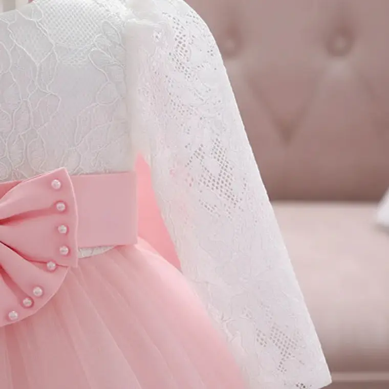 Vestido Bautizo O Fiesta Manga Larga De 3 Meses A 8 Años. 9