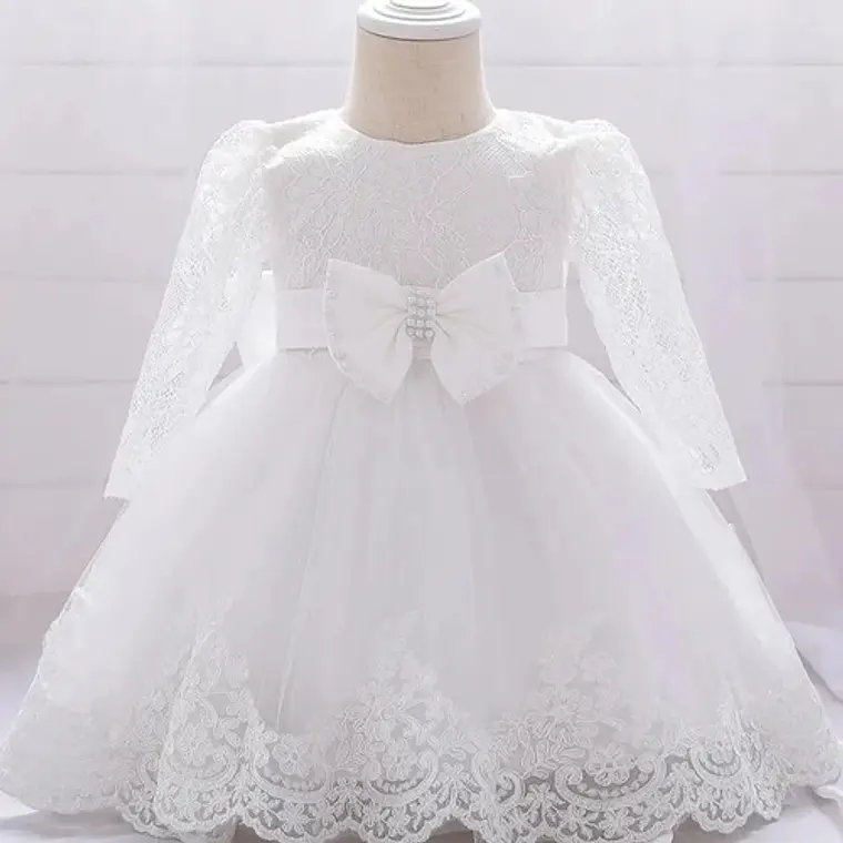 Vestido Bautizo Manga Larga Bebé Talla 3 Meses A 6 Meses 2