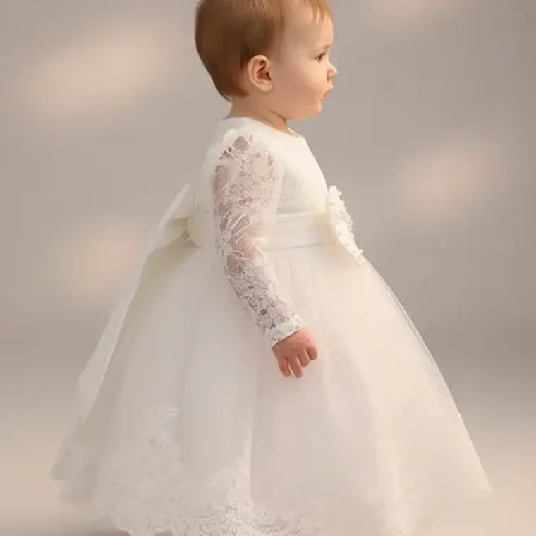 Vestido Bautizo Manga Larga Bebé Talla 3 Meses A 6 Meses 5