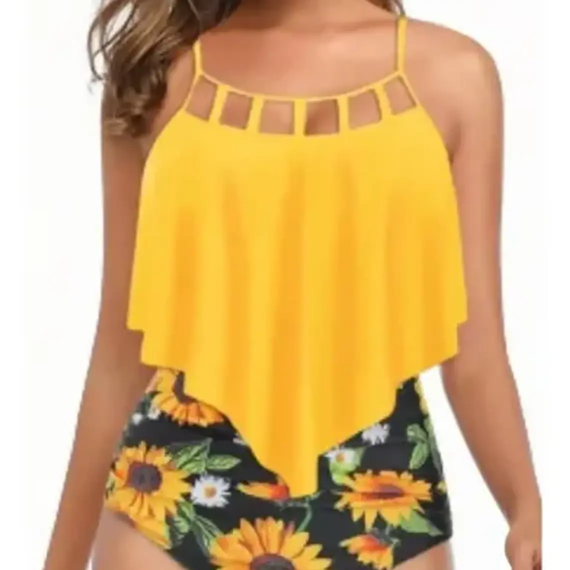 Bikini Alto Girasoles Excelente Calidad 1