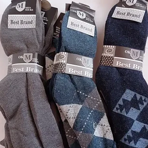 12 Pares Calceta Lana Angora De Oveja De Hombre