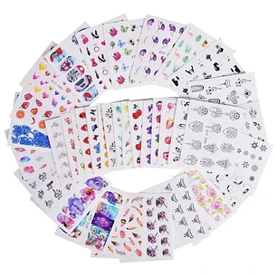 15 Láminas De Stickers De Uñas Al Agua