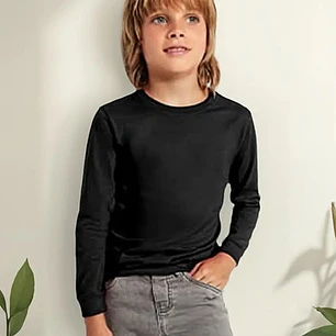 3 Camisetas Algodon Niño Color Negro