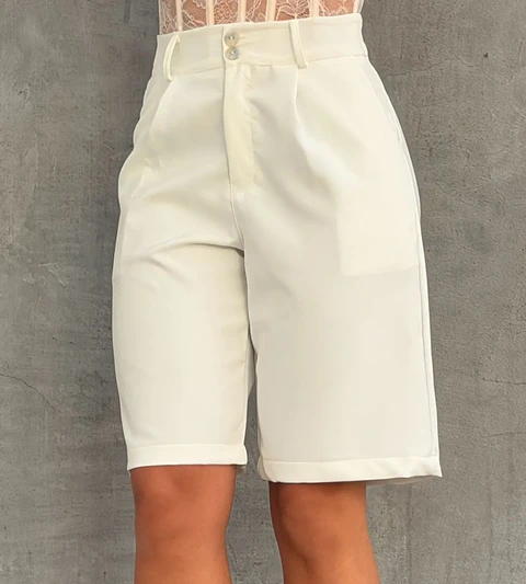 Bermuda para Mujer con Bolsillos Blanco Marfil