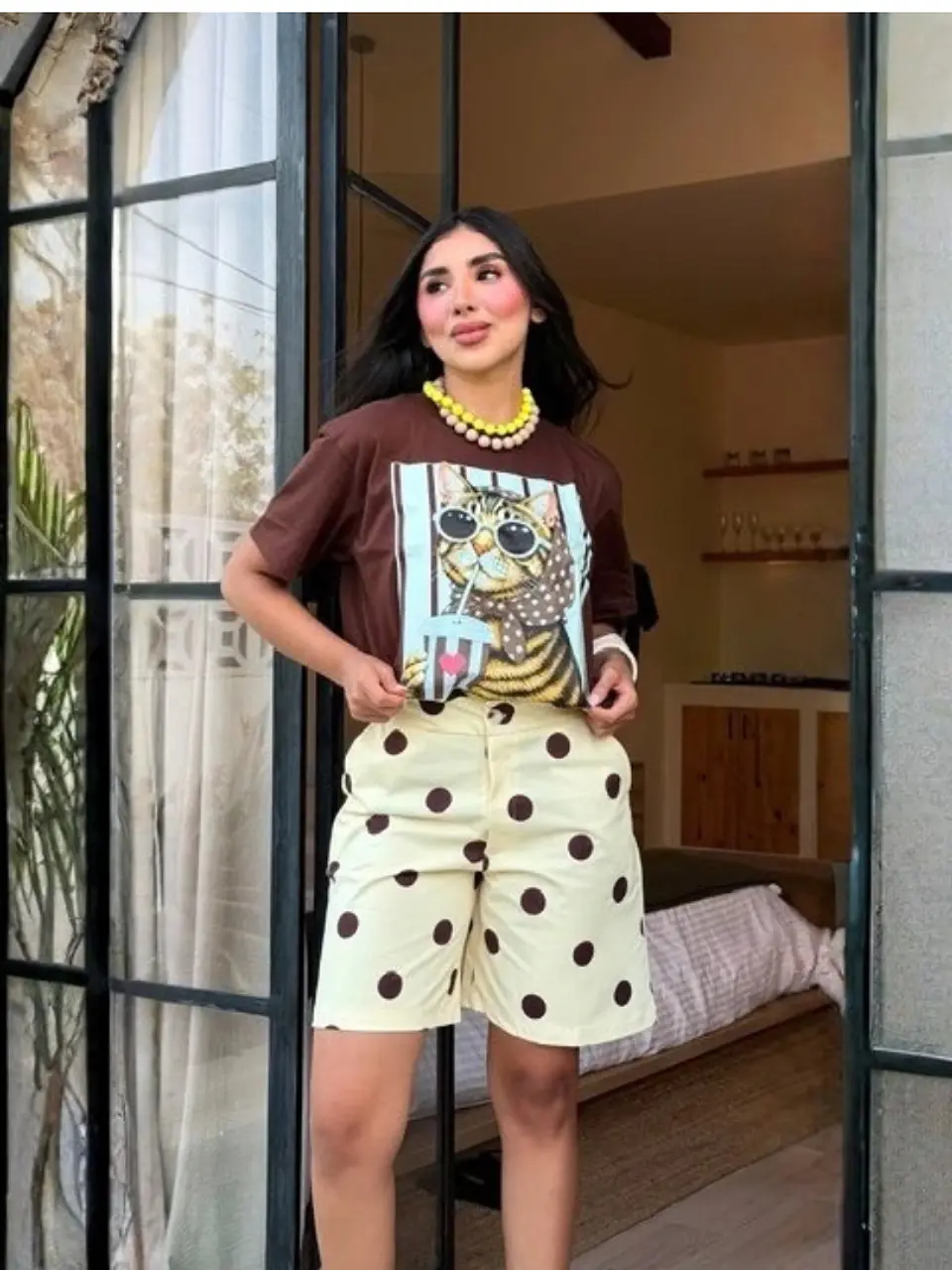 Bermuda de Lunares para Mujer en Tela Drill 4