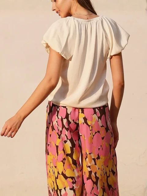 Blusa Americana de Seda para Mujer Color Blanco Hueso