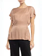 Blusa Americana de Seda Beige con Amarre para Mujer - Miniatura 1