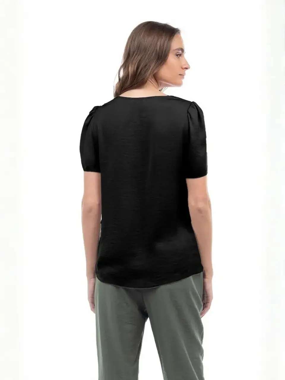 Blusa Americana de Seda Negra para Mujer 2