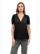 Blusa Americana de Seda Negra para Mujer - Miniatura 1