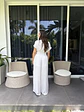 Blusa Americana de Seda para Mujer Blanca y Taro - Miniatura 2