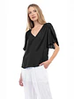 Blusa Americana de Seda para Mujer Negra y Verde - Miniatura 1
