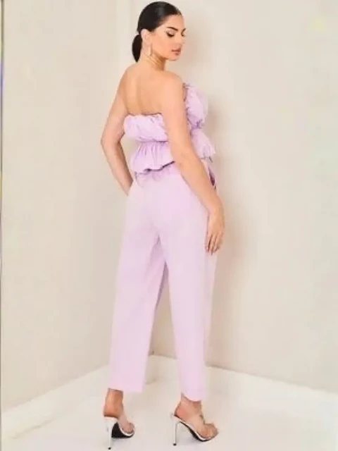 Blusa Americana Strapless Tipo Globo Lila Pastel