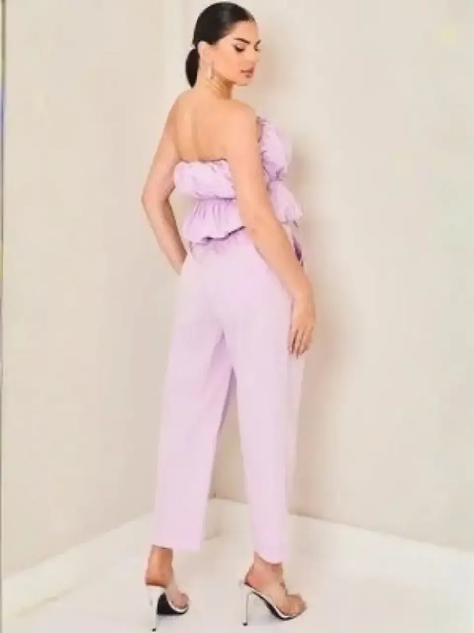 Blusa Americana Strapless Tipo Globo Lila Pastel 2