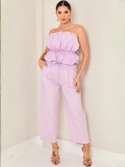 Blusa Americana Strapless Tipo Globo Lila Pastel
