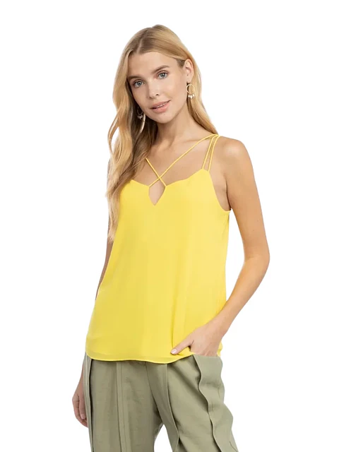 Blusa Americana de Tiras Amarilla para Mujer