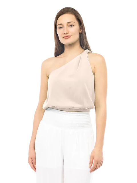 Blusa Americana de Una Tira Nude para Mujer