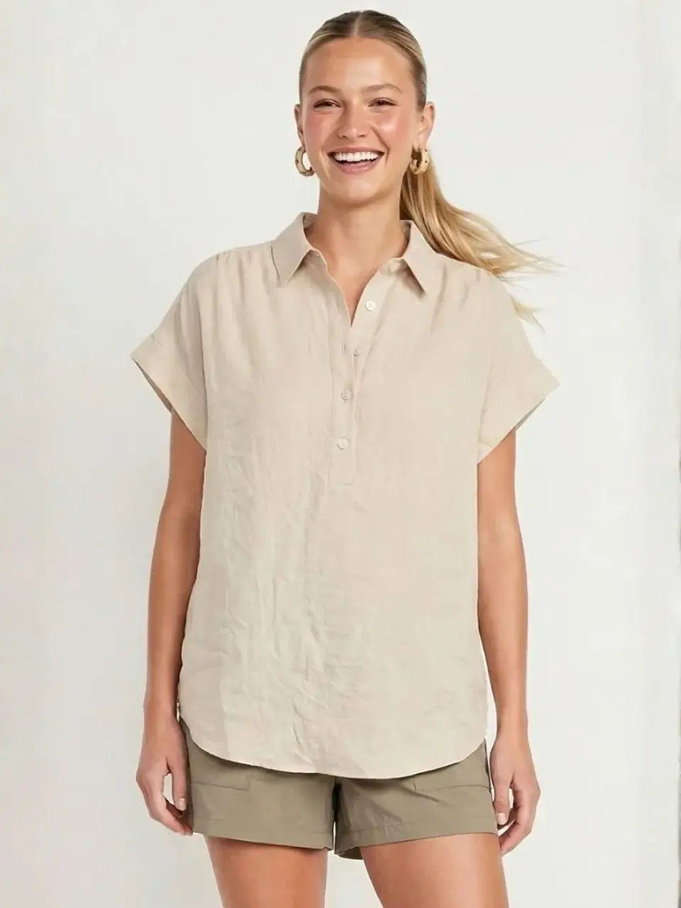 Blusa Americana con Mangas y Botones para Mujer 3