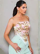 Blusa Strapless Tipo Pañoleta Estampada en Seda - Miniatura 1