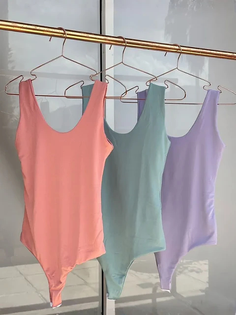 Body Doble Tela Polilicra Lila y Negro para Mujer